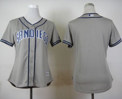Women's Padres Blank Grey Road Stitched Baseball Jersey