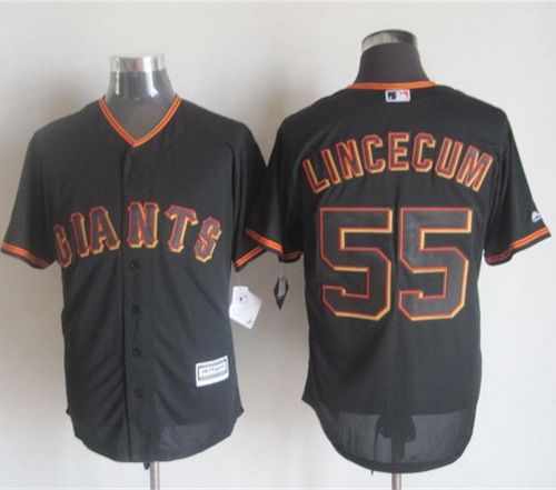 Giants #55 Tim Lincecum Black New Cool Base Stitched Baseball Jersey