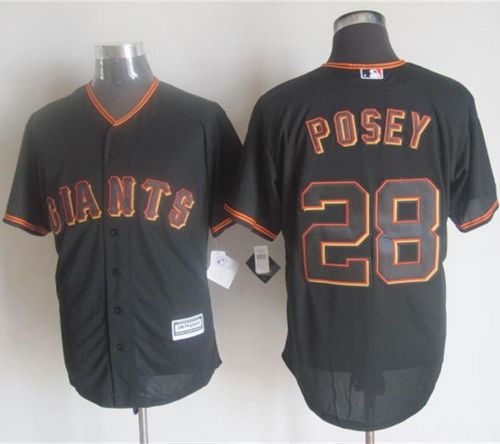 Giants #28 Buster Posey Black New Cool Base Stitched Baseball Jersey