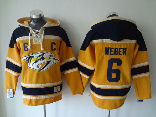 Predators #6 Shea Weber Yellow Sawyer Hooded Sweatshirt Stitched NHL Jersey Predators #6 Shea Weber Yellow Sawyer Hooded Sweatshirt Stitched NHL Jersey