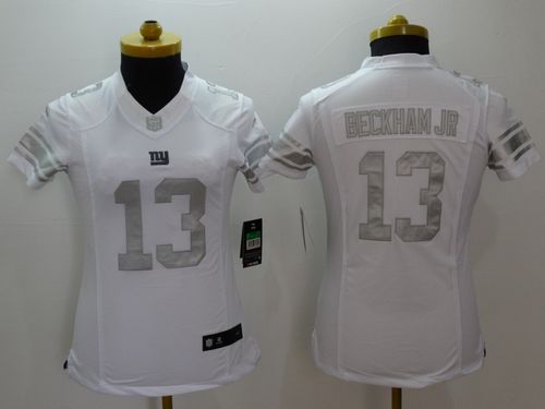 Women's Nike Giants #13 Odell Beckham Jr Royal White Stitched NFL Limited Platinum Jersey