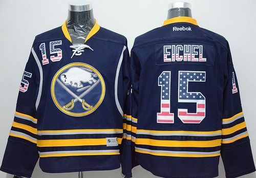 Sabres #15 Jack Eichel Navy Blue USA Flag Fashion Stitched NHL Jersey Sabres #15 Jack Eichel Navy Blue USA Flag Fashion Stitched NHL Jersey