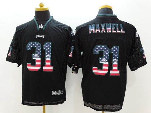 Nike Eagles #31 Byron Maxwell Black Men's Stitched NFL Elite USA Flag Fashion Jersey