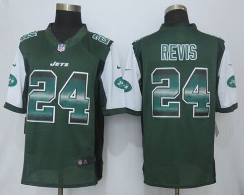 Nike Jets #24 Darrelle Revis Green Team Color Men's Stitched NFL Limited Strobe Jersey