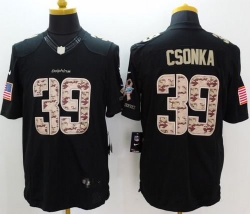 Nike Dolphins #39 Larry Csonka Black Men's Stitched NFL Limited Salute to Service Jersey