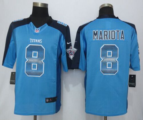 Nike Titans #8 Marcus Mariota Light Blue Team Color Men's Stitched NFL Limited Strobe Jersey