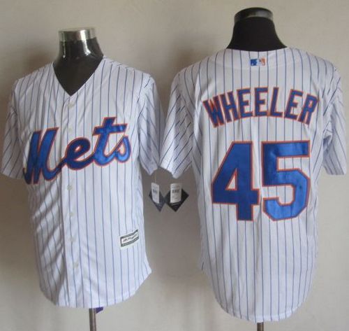 Mets #45 Zack Wheeler White(Blue Strip) New Cool Base Stitched Baseball Jersey