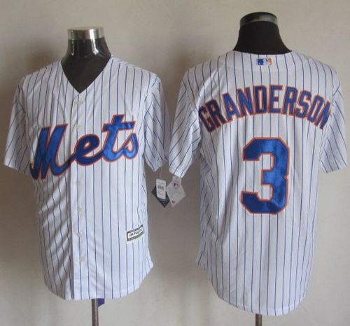 Mets #3 Curtis Granderson White(Blue Strip) New Cool Base Stitched Baseball Jersey