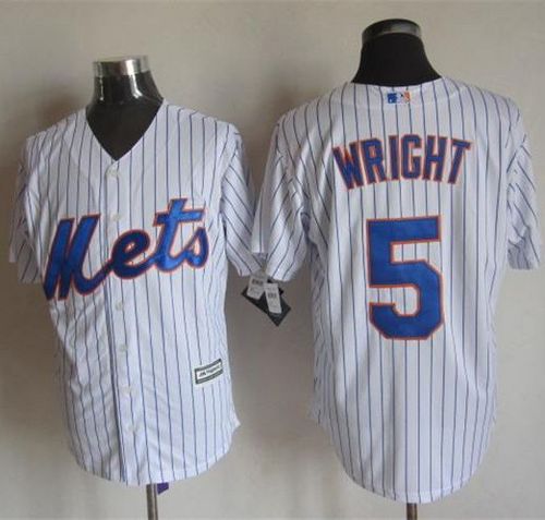 Mets #5 David Wright White(Blue Strip) New Cool Base Stitched Baseball Jersey