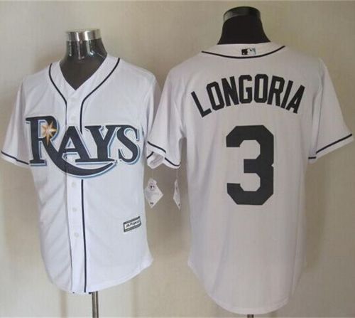 Rays #3 Evan Longoria White New Cool Base Stitched Baseball Jersey
