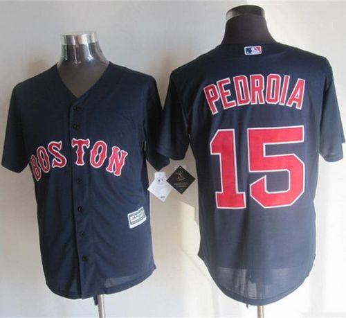 Red Sox #15 Dustin Pedroia Navy Blue New Cool Base Stitched Baseball Jersey