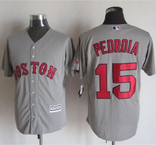 Red Sox #15 Dustin Pedroia Grey New Cool Base Stitched Baseball Jersey
