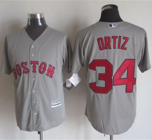 Red Sox #34 David Ortiz Grey New Cool Base Stitched Baseball Jersey