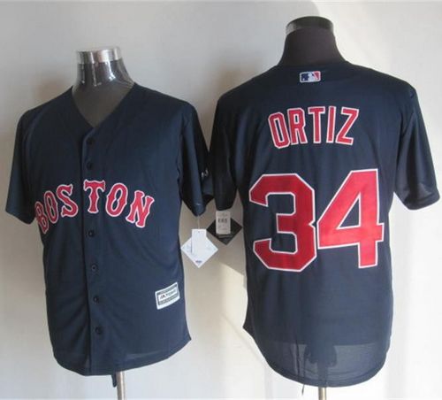 Red Sox #34 David Ortiz Navy Blue New Cool Base Stitched Baseball Jersey