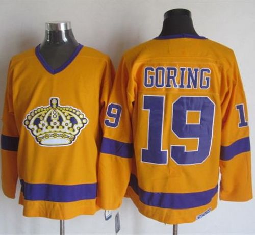 Kings #19 Butch Goring Yellow Purple CCM Throwback Stitched NHL Jersey