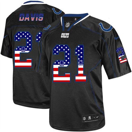 Nike Colts #21 Vontae Davis Black Men's Stitched NFL Elite USA Flag Fashion Jersey