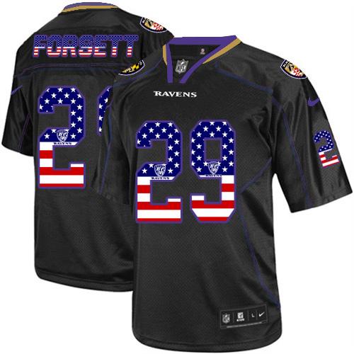 Nike Ravens #29 Justin Forsett Black Men's Stitched NFL Elite USA Flag Fashion Jersey