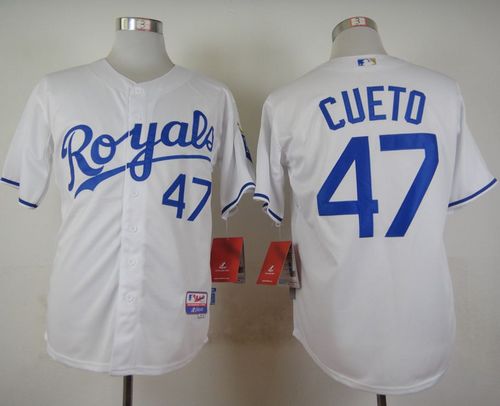 Royals #47 Johnny Cueto White Cool Base Stitched Baseball Jersey