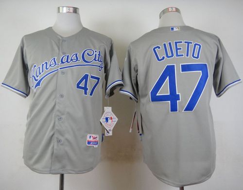 Royals #47 Johnny Cueto Grey Cool Base Stitched Baseball Jersey