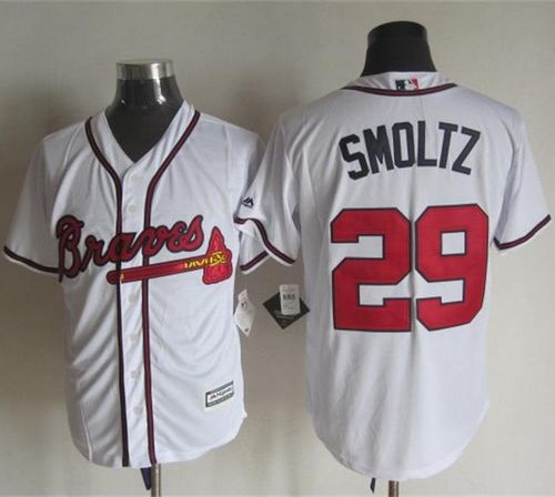 Braves #29 John Smoltz White New Cool Base Stitched Baseball Jersey