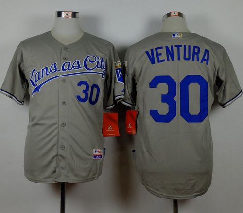 Royals #30 Yordano Ventura Grey Road Cool Base Stitched Baseball Jersey