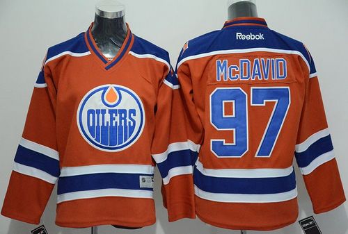 Youth Oilers #97 Connor McDavid Orange Stitched NHL Jersey
