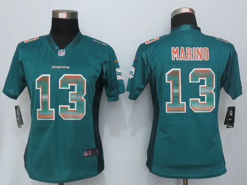 Women's Nike Dolphins #13 Dan Marino Aqua Green Team Color Stitched NFL Strobe Jersey