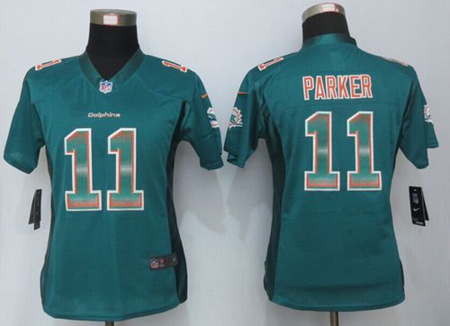 Women's Nike Dolphins #11 DeVante Parker Aqua Green Team Color Stitched NFL Strobe Jersey