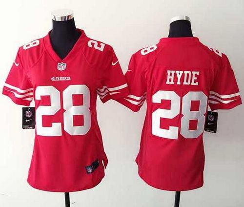 Women's Nike 49ers #28 Carlos Hyde Red Team Color Stitched NFL Jersey