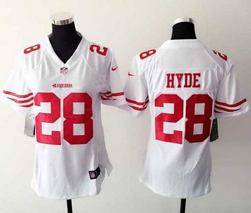 Women's Nike 49ers #28 Carlos Hyde White Stitched NFL Jersey