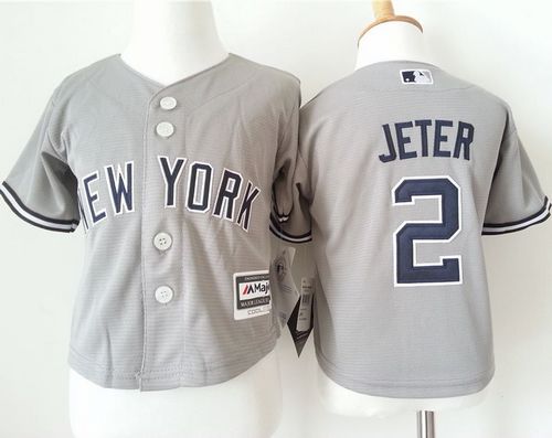 Toddler Yankees #2 Derek Jeter Grey Cool Base Stitched Baseball Jersey