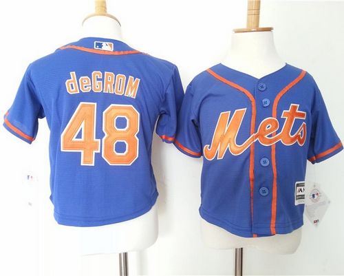 Toddler Mets #48 Jacob DeGrom Blue Alternate Home Cool Base Stitched Baseball Jersey
