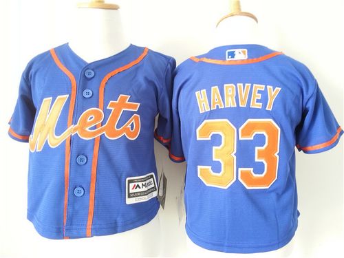 Toddler Mets #33 Matt Harvey Blue Alternate Home Cool Base Stitched Baseball Jersey