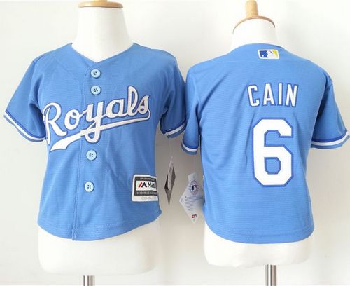 Toddler Royals #6 Lorenzo Cain Light Blue Alternate 1 Cool Base Stitched Baseball Jersey