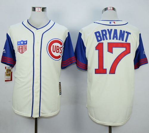 Cubs #17 Kris Bryant Cream Blue 1942 Turn Back The Clock Stitched Baseball Jersey