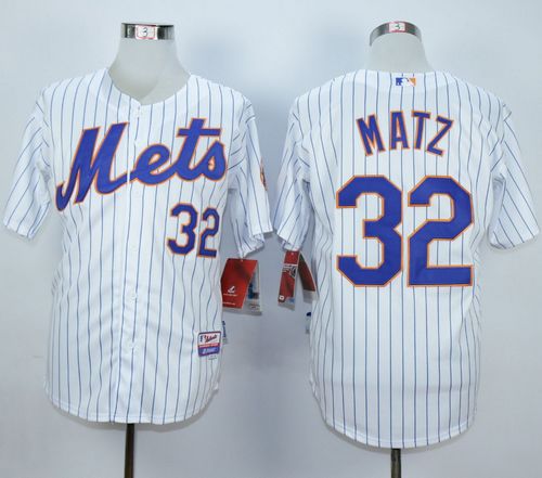 Mets #32 Steven Matz White(Blue Strip) Home Cool Base Stitched Baseball Jersey