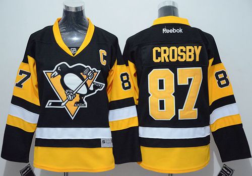 Youth Penguins #87 Sidney Crosby Black Stitched NHL Jersey
