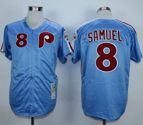 Phillies #8 Juan Samuel Blue Mitchell And Ness 1984 Throwback Stitched Baseball Jersey