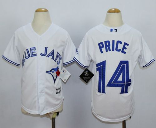 Youth Blue Jays #14 David Price White Cool Base Stitched Baseball Jersey