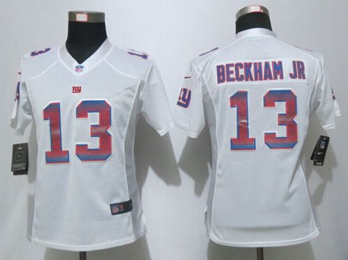 Women's Nike Giants #13 Odell Beckham Jr White Stitched NFL Elite Strobe Jersey