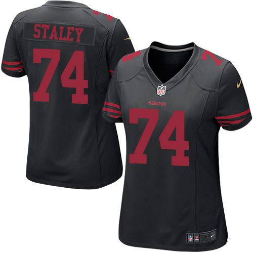 Women's Nike 49ers #74 Joe Staley Black Alternate Stitched NFL Elite Jersey
