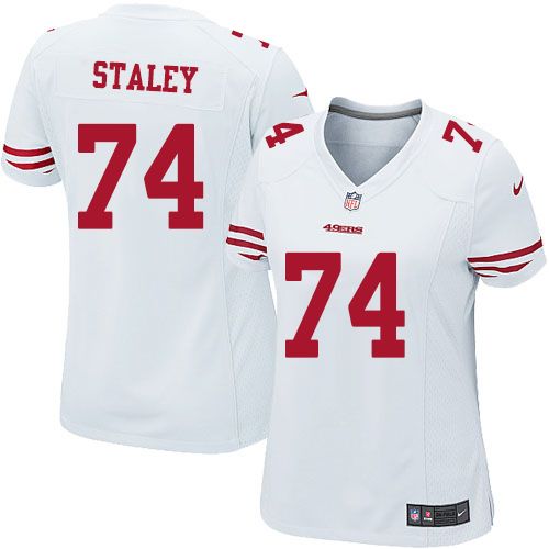 Women's Nike 49ers #74 Joe Staley White Stitched NFL Elite Jersey