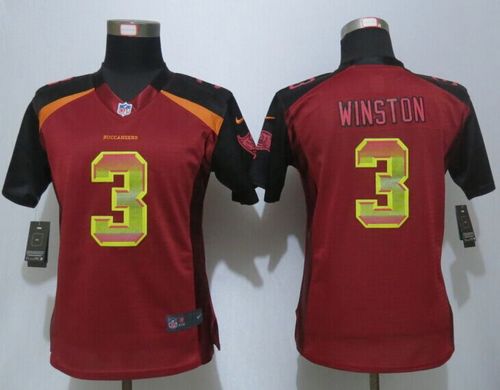 Women's Nike Buccaneers #3 Jameis Winston Red Team Color Stitched NFL Elite Strobe Jersey