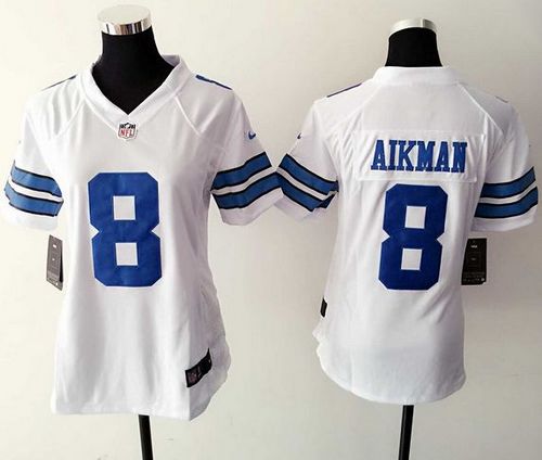 Women's Nike Cowboys #8 Troy Aikman White Stitched NFL Elite Jersey