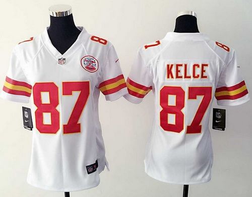 Women's Nike Chiefs #87 Travis Kelce White Stitched NFL Elite Jersey