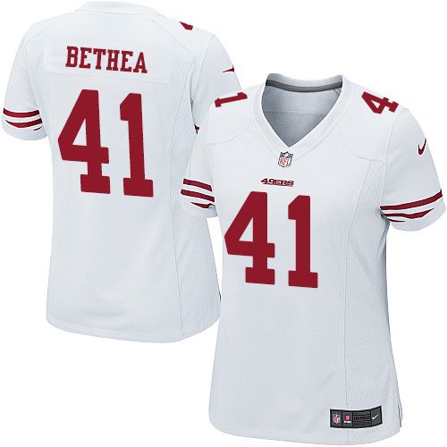 Women's Nike 49ers #41 Antoine Bethea White Stitched NFL Elite Jersey