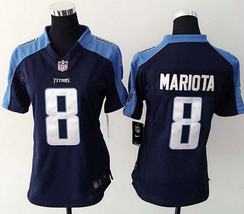 Women's Nike Titans #8 Marcus Mariota Navy Blue Alternate Stitched NFL Elite Jersey