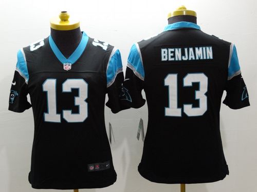 Women's Nike Panthers #13 Kelvin Benjamin Black Team Color Stitched NFL Limited Jersey