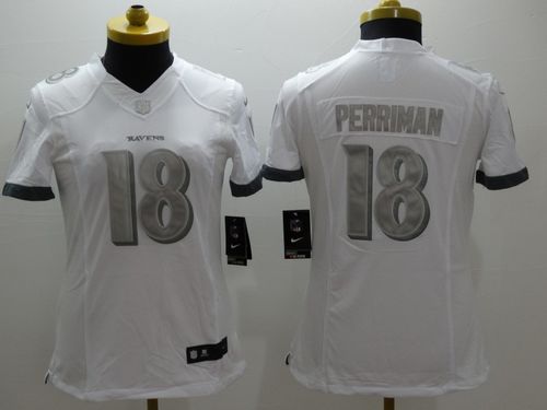 Women's Nike Ravens #18 Breshad Perriman White Stitched NFL Limited Platinum Jersey