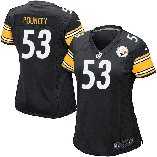 Women's Nike Steelers #53 Maurkice Pouncey Black Team Color Stitched NFL Elite Jersey